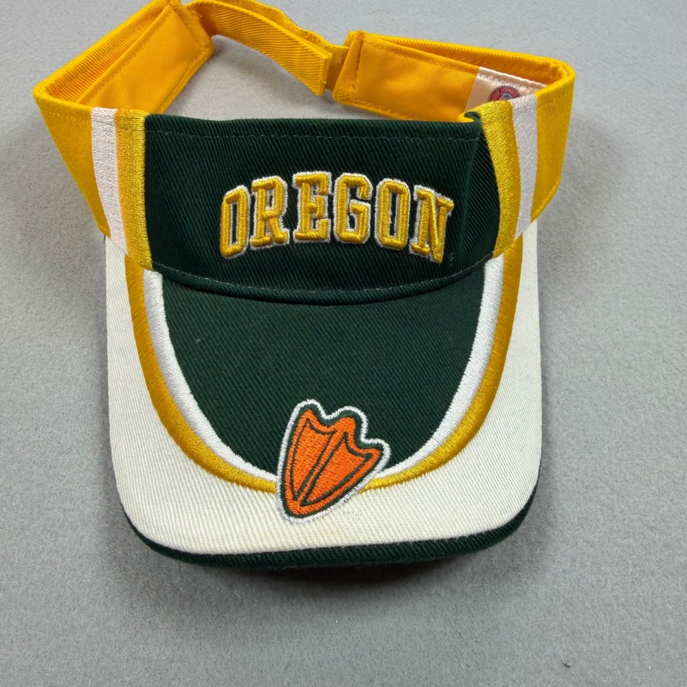 Oregon Ducks Visor Hat T.E.I. Green Yellow White Embroidered NCAA Adjustable